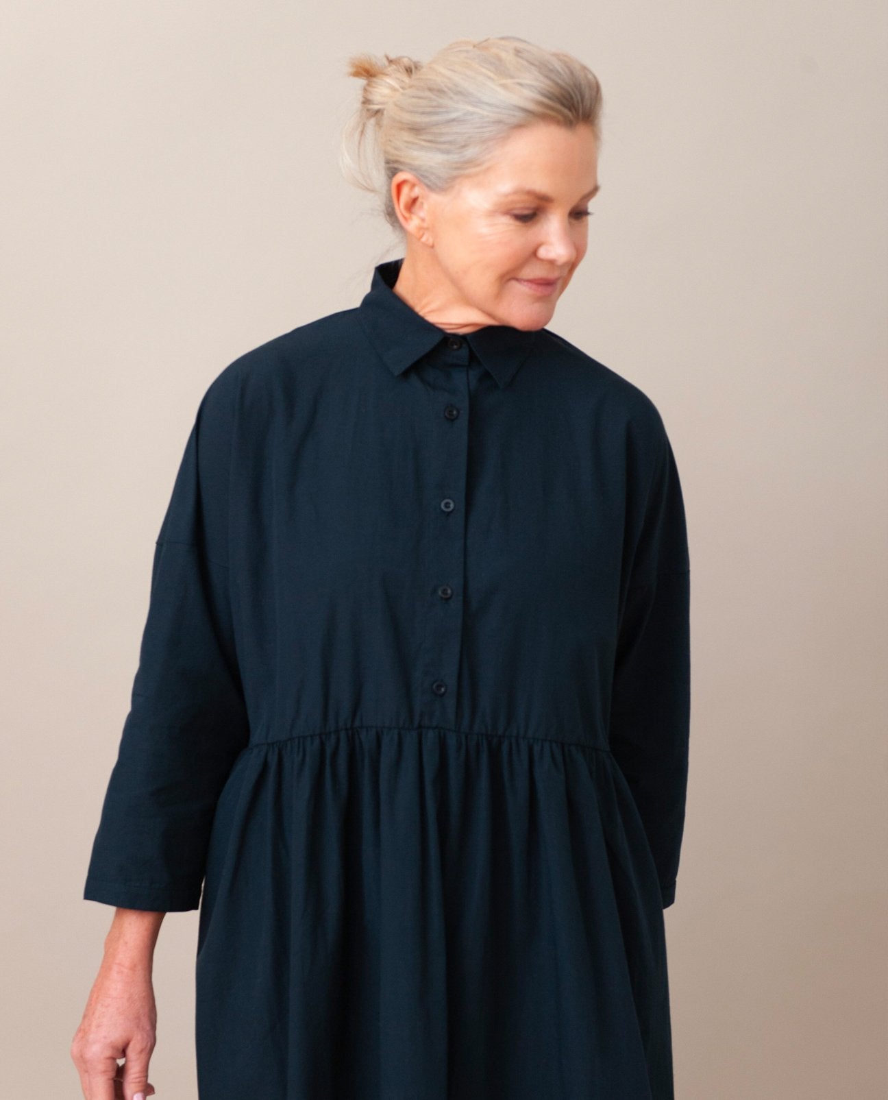 Marge Organic Cotton Dress - navy
