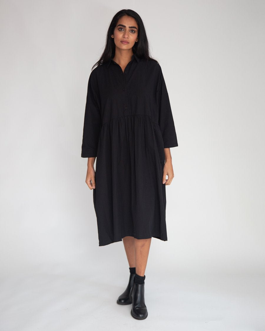 Load image into Gallery viewer, Marge Organic Cotton Dress - black
