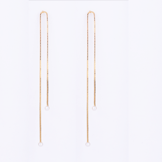 Double Pearl Earrings - gold plated
