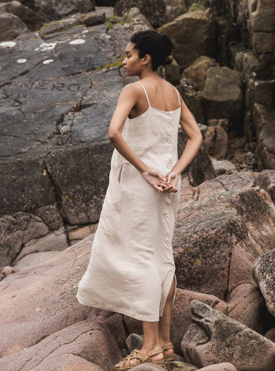 Athea Linen Dress- nude